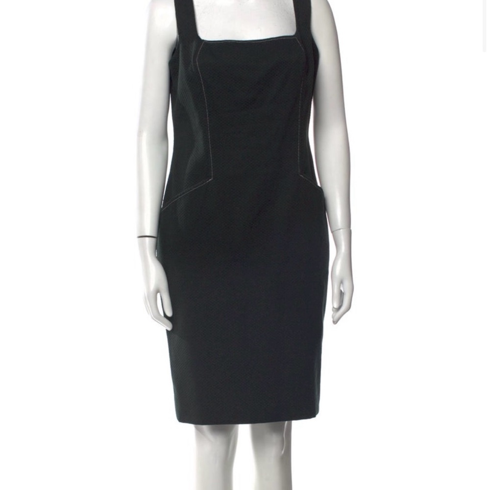 Elegant deep green almost Black Sleeveless Dress